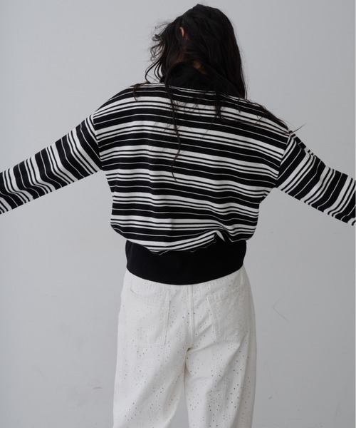 NUJOH(ヌゾ)の「Border Polo T-Shirt / ボーダー ポロTシャツ(Tシャツ/カットソー・レディース・ブラック・FREE)」の7枚目の写真