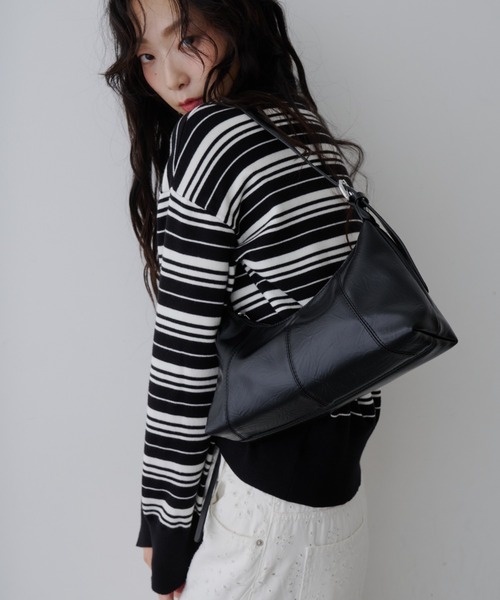 NUJOH(ヌゾ)の「Border Polo T-Shirt / ボーダー ポロTシャツ(Tシャツ/カットソー・レディース・ブラック・FREE)」の10枚目の写真