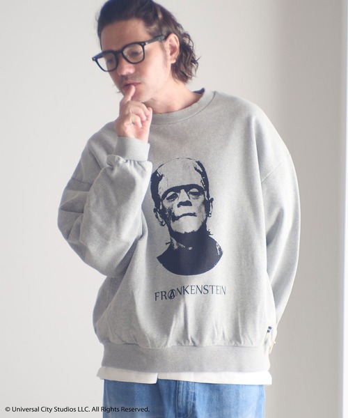ADAM PATEK（アダムパテック）の「msw1754-Frankenstein portrait crewneck スウェット(AP2524020)（スウェット・メンズ・ブラック/ミックスグレー・1/2）」の3枚目の写真