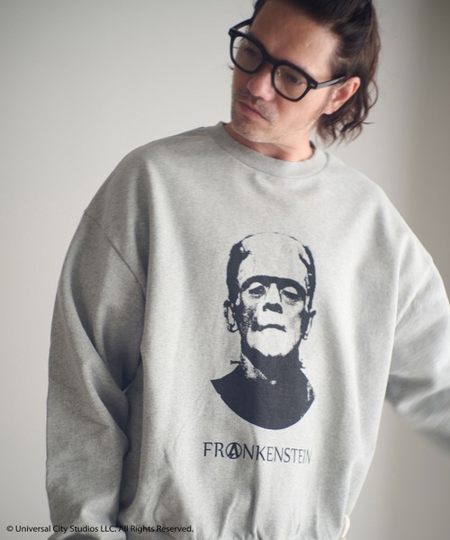 ADAM PATEK（アダムパテック）の「msw1754-Frankenstein portrait crewneck スウェット(AP2524020)（スウェット・メンズ・ブラック/ミックスグレー・1/2）」の4枚目の写真