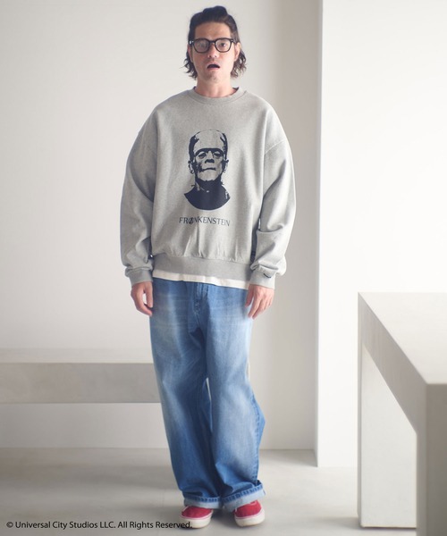 ADAM PATEK（アダムパテック）の「msw1754-Frankenstein portrait crewneck スウェット(AP2524020)（スウェット・メンズ・ブラック/ミックスグレー・1/2）」の6枚目の写真