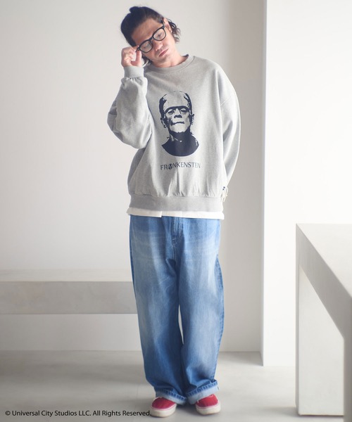 ADAM PATEK（アダムパテック）の「msw1754-Frankenstein portrait crewneck スウェット(AP2524020)（スウェット・メンズ・ブラック/ミックスグレー・1/2）」の7枚目の写真