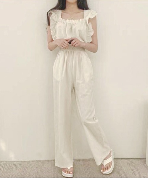 frunco（フランコ）の「【ZOZO限定】コットンオールインワン（ワンピース・レディース・ホワイト/ブラウン・FREE）」の5枚目の写真