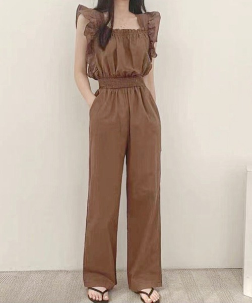 frunco（フランコ）の「【ZOZO限定】コットンオールインワン（ワンピース・レディース・ホワイト/ブラウン・FREE）」の8枚目の写真