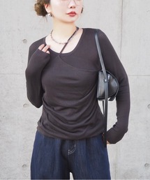 asymmetry docking knit /アシンメトリーレイヤードデザインニットトップス