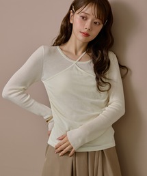 asymmetry docking knit /アシンメトリーレイヤードデザインニットトップス