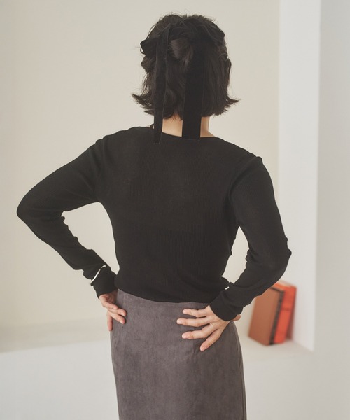 LAULEN(ローレン)の「asymmetry docking knit /アシンメトリーレイヤードデザインニットトップス(ニット/セーター・レディース・ブラック/チャコールグレー/ブラウン/アイボリー・FREE)」の16枚目の写真