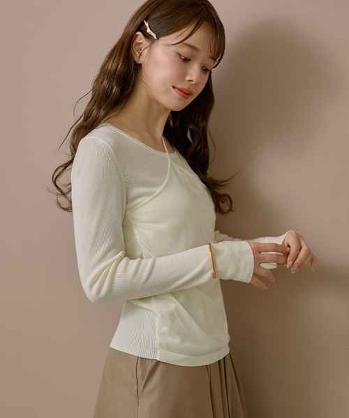 LAULEN(ローレン)の「asymmetry docking knit /アシンメトリーレイヤードデザインニットトップス(ニット/セーター・レディース・ブラック/チャコールグレー/ブラウン/アイボリー・FREE)」の20枚目の写真