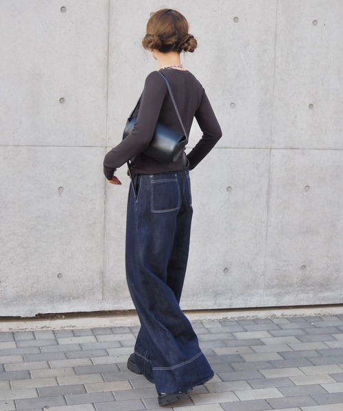LAULEN(ローレン)の「asymmetry docking knit /アシンメトリーレイヤードデザインニットトップス(ニット/セーター・レディース・ブラック/チャコールグレー/ブラウン/アイボリー・FREE)」の13枚目の写真