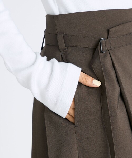 EDITION(エディション)の「ウールライク ラッププリーツスカート(スカート・レディース・チャコールグレー/カーキ・34/36)」の6枚目の写真
