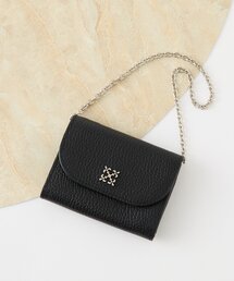 【新品同様】russet　ラシット　モノグラム　スモールウォレット　ブラック ミニモノグラムプレートハーフウォレット(SO-421)（財布