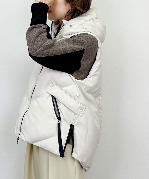 PICCIN（ピッチン）の「フードダウンベスト（ダウンベスト・レディース・オフホワイト/ブラック・M）」の11枚目の写真