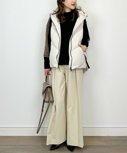 PICCIN（ピッチン）の「フードダウンベスト（ダウンベスト・レディース・オフホワイト/ブラック・M）」の7枚目の写真