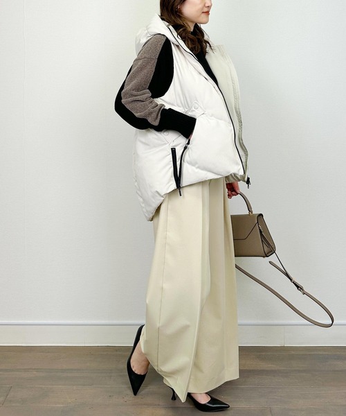 PICCIN（ピッチン）の「フードダウンベスト（ダウンベスト・レディース・オフホワイト/ブラック・M）」の8枚目の写真