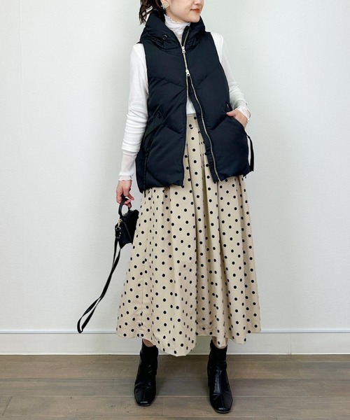 PICCIN（ピッチン）の「フードダウンベスト（ダウンベスト・レディース・オフホワイト/ブラック・M）」の16枚目の写真