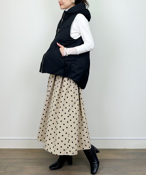 PICCIN（ピッチン）の「フードダウンベスト（ダウンベスト・レディース・オフホワイト/ブラック・M）」の17枚目の写真