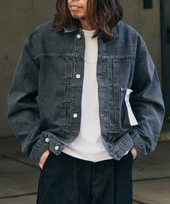 セール】short denim bi color stitch JK（デニムジャケット