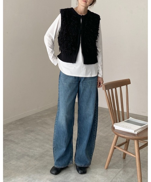 She's Closet(シーズクローゼット)の「ショート丈ループ編みフリンジニットベスト(ベスト・レディース・ブラウン/チャコールグレー/アイボリー/ブラック・FREE)」の14枚目の写真