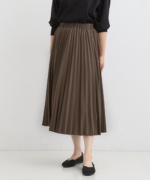 DRESKIP(ドレスキップ)の「【着丈選べる】きれいめにもカジュアルにも レザー調プリーツスカート(スカート・レディース・ブラック/ナチュラル/ブラウン系その他・00/11)」の10枚目の写真