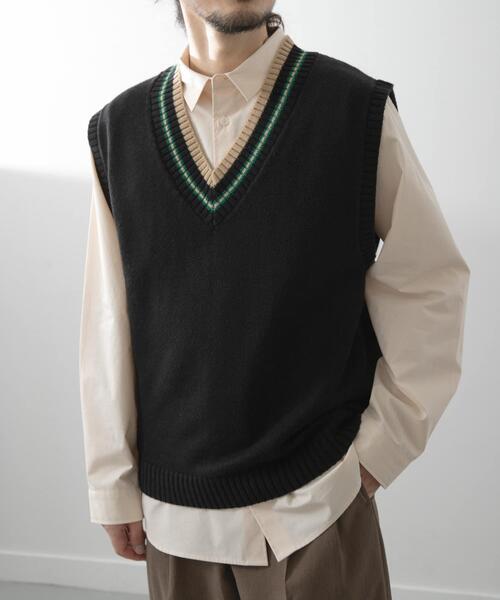 セール】ウール混チルデンVネックニットベスト（ベスト）｜ITEMS