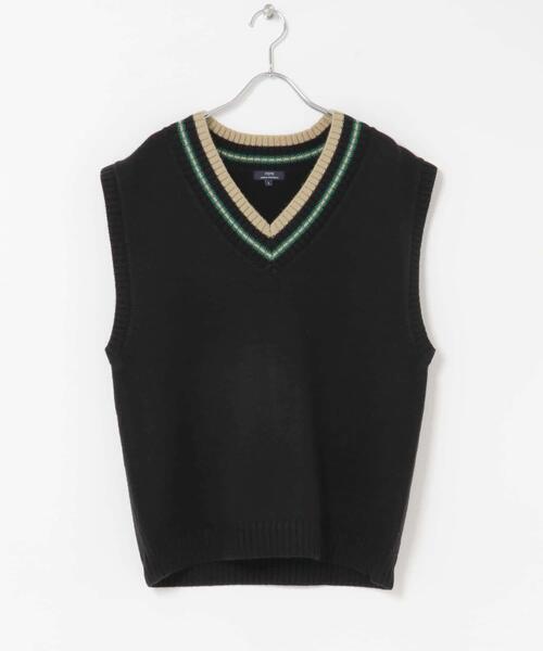 黒のVネックニットベスト ショッピングゴー shoppinggo ニットベスト Vネック トップス