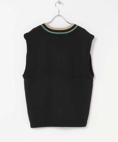 マークアンドロナ ベスト 48 Vネックニット ブラック　コードシリーズ セール】ウール混チルデンVネックニットベスト（ベスト）｜ITEMS