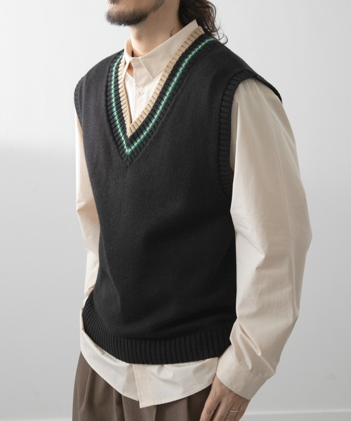 セール】ウール混チルデンVネックニットベスト（ベスト）｜ITEMS