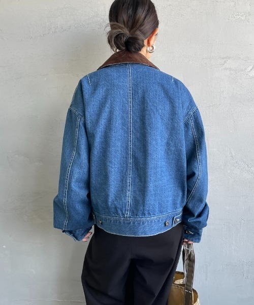 UNIVERSAL OVERALL（ユニバーサルオーバーオール）の「[UNIVERSAL OVERALL/ユニバーサルオーバーオール] 別注 ショート丈ワークジャケット（カバーオール・レディース・グレイッシュベージュ/ワンウォッシュ/インディゴブルー/ブラウン・F）」の19枚目の写真