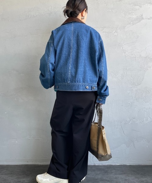 UNIVERSAL OVERALL（ユニバーサルオーバーオール）の「[UNIVERSAL OVERALL/ユニバーサルオーバーオール] 別注 ショート丈ワークジャケット（カバーオール・レディース・グレイッシュベージュ/ワンウォッシュ/インディゴブルー/ブラウン・F）」の22枚目の写真