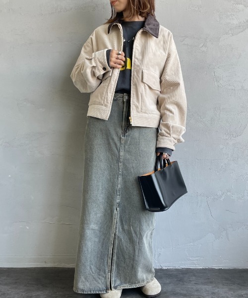 UNIVERSAL OVERALL（ユニバーサルオーバーオール）の「[UNIVERSAL OVERALL/ユニバーサルオーバーオール] 別注 ショート丈ワークジャケット（カバーオール・レディース・グレイッシュベージュ/ワンウォッシュ/インディゴブルー/ブラウン・F）」の5枚目の写真