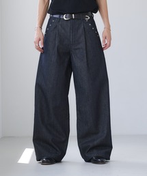 Adoon plain(Ah[v[)Eyelet One-Tuck Rigid Wide Denim Pants / ng1^bNWbgChfj(fjpc)