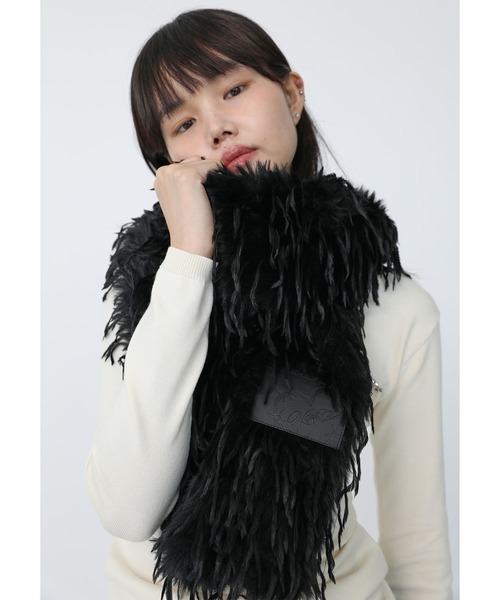 未使用QL Mansion Makerフード ストール  マフラー　黒　清春着用 未使用QL Mansion Makerフード ストール マフラー 黒 清春着用 未使用