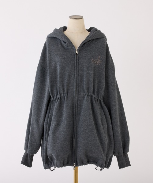 one after another NICE CLAUP(ワンアフターアナザーナイスクラップ)の「ウエスト絞りビッグパーカー(パーカー・レディース・チャコールグレー/アイボリー/ライトグレー/ブラウン・FREE)」の6枚目の写真
