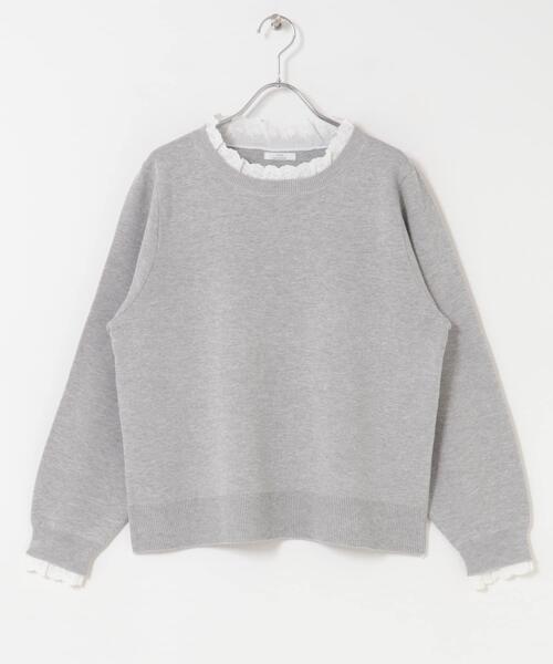 ITEMS URBANRESEARCH(アイテムズ アーバンリサーチ)の「ミラノリブフリルドッキングニット(ニット/セーター・レディース・グレー系その他/ネイビー/ベージュ・FREE)」の9枚目の写真