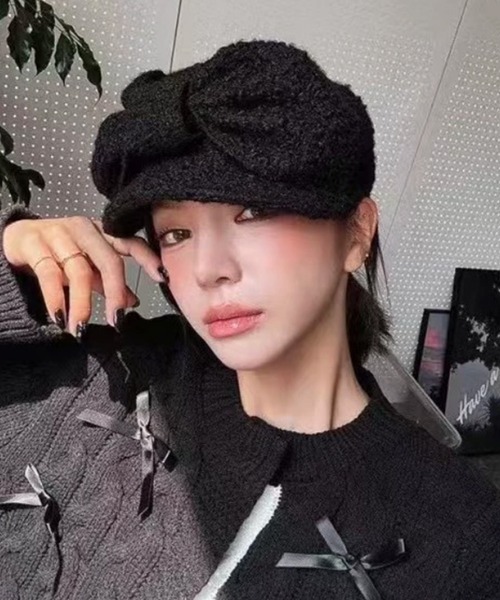 SANSeLF（サンセルフ）の「【SANSeLF】 ブークレリボンキャスケット ボリュームクラウン saa25a091（キャップ・レディース・ライトベージュ/ブラック・FREE）」の3枚目の写真