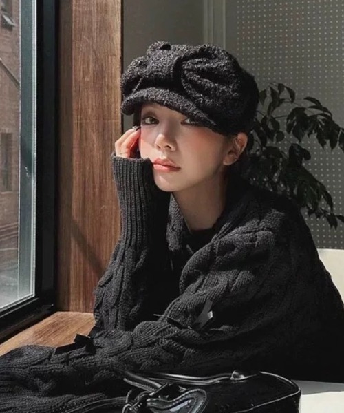 SANSeLF（サンセルフ）の「【SANSeLF】 ブークレリボンキャスケット ボリュームクラウン saa25a091（キャップ・レディース・ライトベージュ/ブラック・FREE）」の4枚目の写真