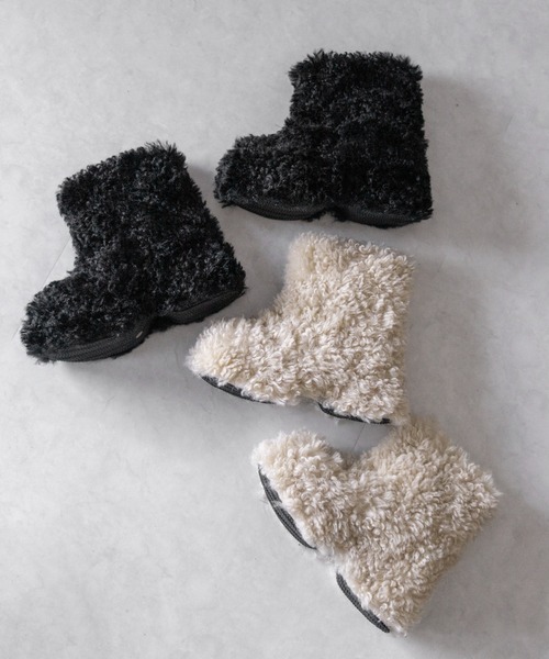 me+em select（ミームセレクト）の「【 ２color 】厚底テディボアショートブーツ ／ platform teddy boa short boots（ブーツ・レディース・ブラック/アイボリー・37/38/39/40）」の5枚目の写真