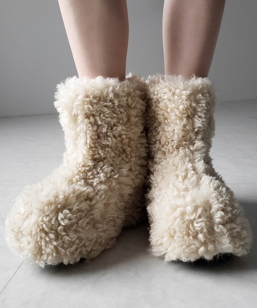 me+em select（ミームセレクト）の「【 ２color 】厚底テディボアショートブーツ ／ platform teddy boa short boots（ブーツ・レディース・ブラック/アイボリー・37/38/39/40）」の12枚目の写真