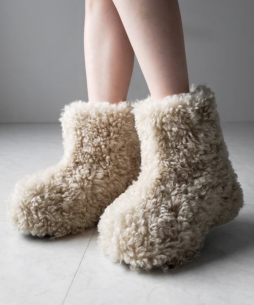 me+em select（ミームセレクト）の「【 ２color 】厚底テディボアショートブーツ ／ platform teddy boa short boots（ブーツ・レディース・ブラック/アイボリー・37/38/39/40）」の16枚目の写真