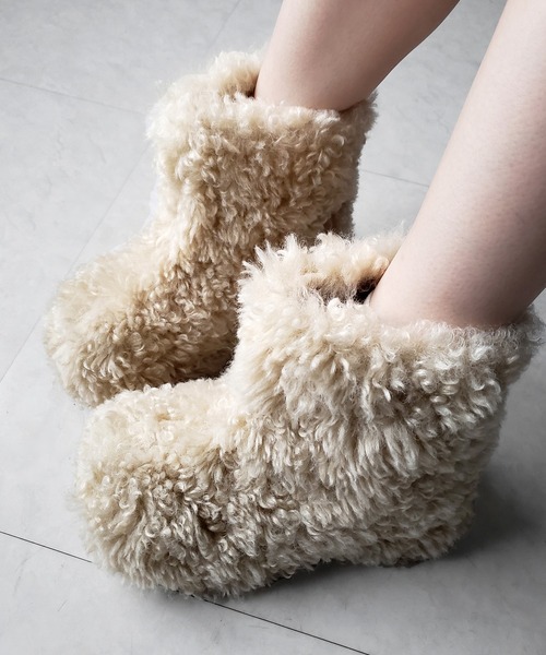 me+em select（ミームセレクト）の「【 ２color 】厚底テディボアショートブーツ ／ platform teddy boa short boots（ブーツ・レディース・ブラック/アイボリー・37/38/39/40）」の17枚目の写真