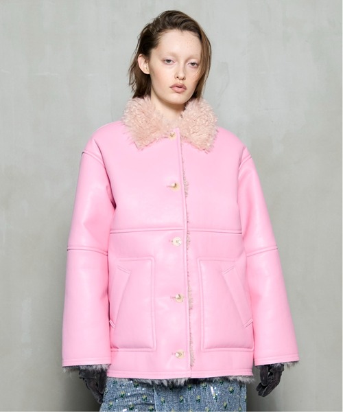 MAISON SPECIAL(メゾンスペシャル)の「Reversible Mouton Coat / リバーシブルムートンコート(ムートンコート・レディース・マルチ/ブラック/ピンク・FREE)」の15枚目の写真