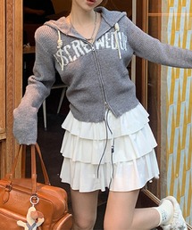 ストーン付きロゴニットZIPパーカー