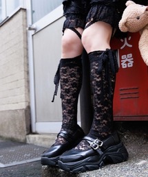 axes femme（アクシーズファム）の「ローズ×リボンレースソックス（ソックス/靴下・レディース）」