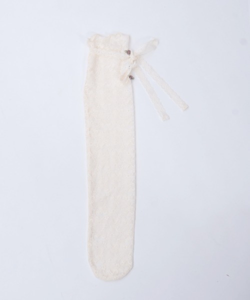 axes femme（アクシーズファム）の「ローズ×リボンレースソックス（ソックス/靴下・レディース・ブラック/キナリ・FREE）」の7枚目の写真