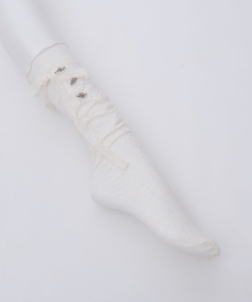axes femme（アクシーズファム）の「ローズ×リボンレースソックス（ソックス/靴下・レディース・ブラック/キナリ・FREE）」の10枚目の写真