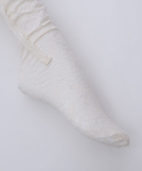axes femme（アクシーズファム）の「ローズ×リボンレースソックス（ソックス/靴下・レディース・ブラック/キナリ・FREE）」の12枚目の写真