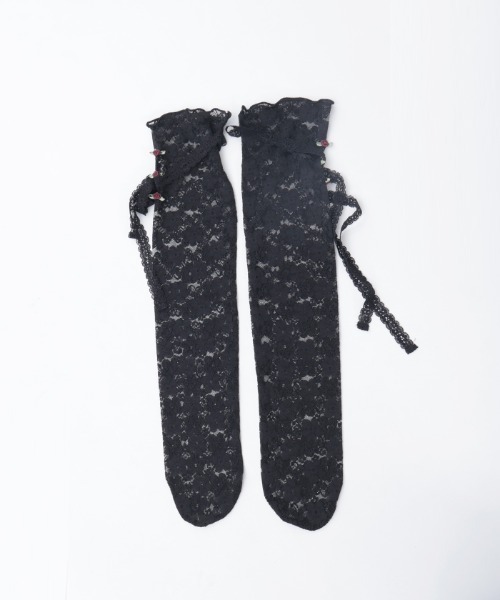 axes femme（アクシーズファム）の「ローズ×リボンレースソックス（ソックス/靴下・レディース・ブラック/キナリ・FREE）」の13枚目の写真