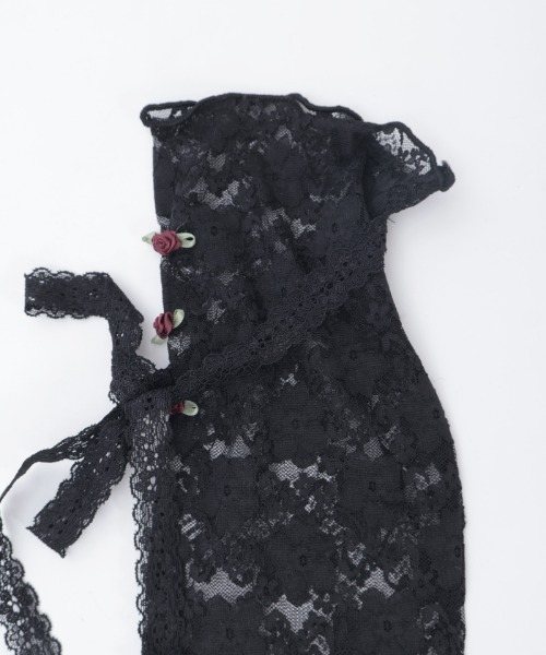 axes femme（アクシーズファム）の「ローズ×リボンレースソックス（ソックス/靴下・レディース・ブラック/キナリ・FREE）」の15枚目の写真