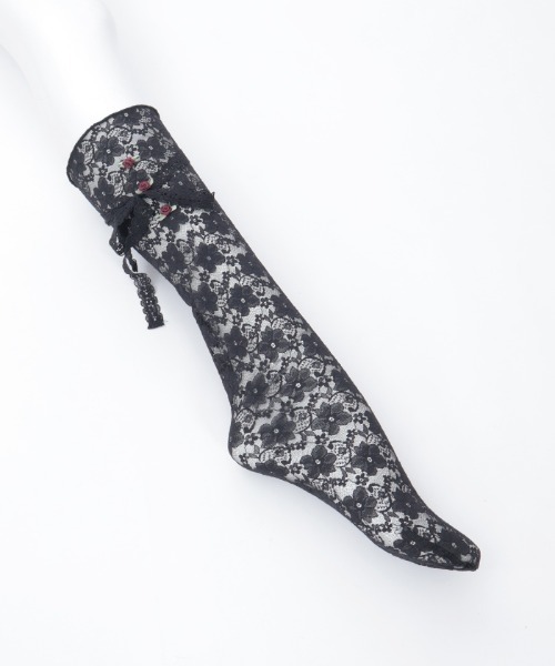 axes femme（アクシーズファム）の「ローズ×リボンレースソックス（ソックス/靴下・レディース・ブラック/キナリ・FREE）」の17枚目の写真