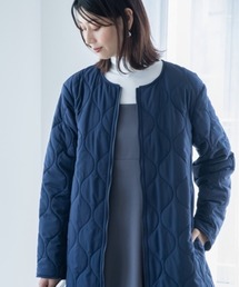 slattgir（スラットジール）の「高身長　吸湿発熱中わたキルティングロングコート（トールサイズ）（ノーカラーコート）」